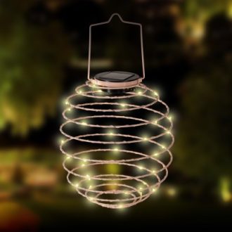 Napelemes spirál kerti lampion, rózsaszín
