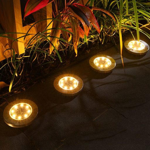 Taposásálló, leszúrható kerti szolár lámpa, 4 db készlet, 8 LED