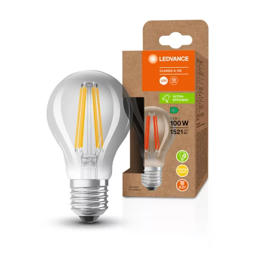OSRAM ULTRA ECONOMY 210lm/W Classic A átlátszó 230V E27 LED EQ100 3000K