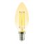 Led Filament gyertya égő 6W, 500 Lumen, 50W izzó helyett. E14, 2000 kelvin, extra meleg fehér, nem vibrál a fénye! Life Light Led 2 év garancia!