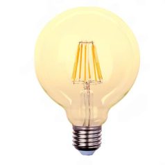   Led Filament körte égő 12W, borostyán bura, 125mm fejátmérő, 100W izzó helyett, E27, 1080 lumen, 2000 kelvin, extra meleg fehér. Life Light Led.
