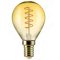 Led Filament körte égő 4W, borostyán burás dekor Led. 45mm, 350 Lumen, 40W izzó helyett. E14, 2100K, extra meleg fehér, nem vibrál! Life Light Led.