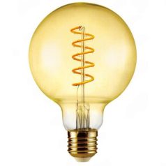   Led Filament körte égő 6W, borostyán burás dekor Led. 125mm, 500 Lumen, 50W izzó helyett. E27, 2100K, extra meleg fehér, nem vibrál! Life Light Led.