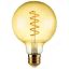Led Filament körte égő 6W, borostyán burás dekor Led. 125mm, 500 Lumen, 50W izzó helyett. E27, 2100K, extra meleg fehér, nem vibrál! Life Light Led.