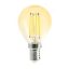Led Filament körte égő 6W, Borostyán bura, 45mm, 500 Lumen, E14, 2000K, extra meleg fehér, nem vibrál! Life Light Led 2 év garancia!