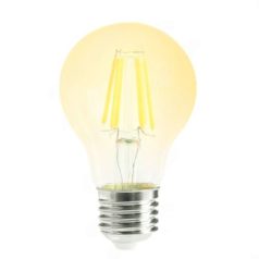   Led Filament körte égő 6W, borostyán bura, 45mm, 500 Lumen, 50W izzó helyett. E27, 2000K, extra meleg fehér, nem vibrál! Life Light Led 2 év garancia!