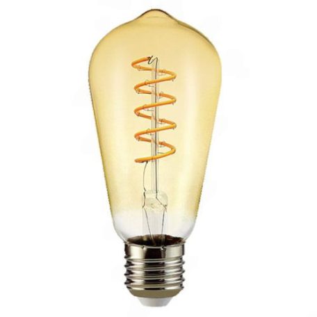 Led Filament körte égő 6W, borostyán burás dekor Led. 145mm hosszú, 500 Lumen, 50W izzó helyett. E27, 2100K, extra meleg, nem vibrál! Life Light Led.