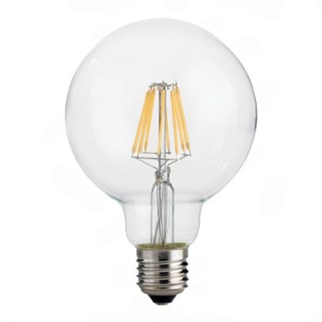 Led Filament körte égő 8W, 1000 Lumen, 95mm, 80W izzó helyett. E27, 2700K, meleg fehér, nem vibrál a fénye! Life Light Led 