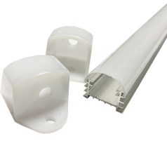   Alusín Led profil szett, íves búra, ragasztható vagy csavarozható! 8-12 mm Led szalaghoz. 2 m sín+ opál búra+4 db rögzítő+2 db vég. Life Light Led