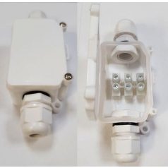   IP65 vízhatlan fehér kötődoboz, 450V/24A, 3*0,5mm-2,5mm vezetékhez! Minden kültéri lámpatest elengedhetetlen kelléke! Life Light Led.