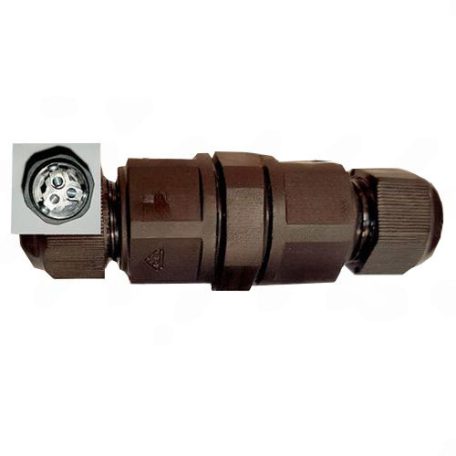 IP67 kötődoboz henger, 450V/24A, 3*0,5mm-2,5mm vezetékhez! Fekete. A Led reflektorok elengedhetetlen kelléke! Life Light Led.