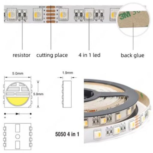 RGB Led szalag, 60 led/m,  5050 chip. Life Light Led 2 év garancia!