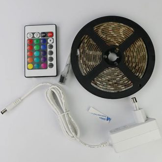   RGB Led szalag csomag, 3 méter IP65 vízálló RGB Led szalag, 60 Ledes, 24 gombos infrás vezérlő, 2A tápegység. Life Light Led.