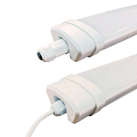 Por és páramentes LED lámpatest 120 cm, 50W, 5120 lumen, 4000K, közép fehér. Toldható, Led Tri-proof, IP67 vízálló ipari lámpa. Life Light Led 3 év garancia!