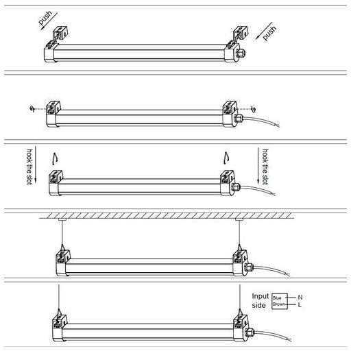 Inesa Por és páramentes LED lámpa 60 cm, 18W, 1500 lumen, 4000K, közép fehér. Led Tri-proof, IP65 vízálló ipari lámpa, pult, garázs, műhelyvilágítás!