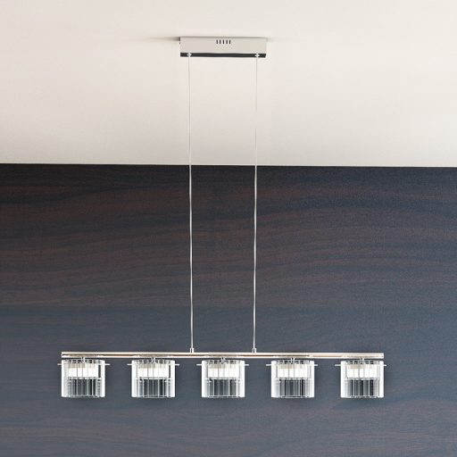 RENDL R11678 ESTRA LED függőlámpatest, hosszanti többszörös fehér átlátszó üveg