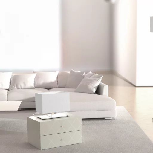 PLAZA S asztali lámpa fehér króm 230V LED E27 15W