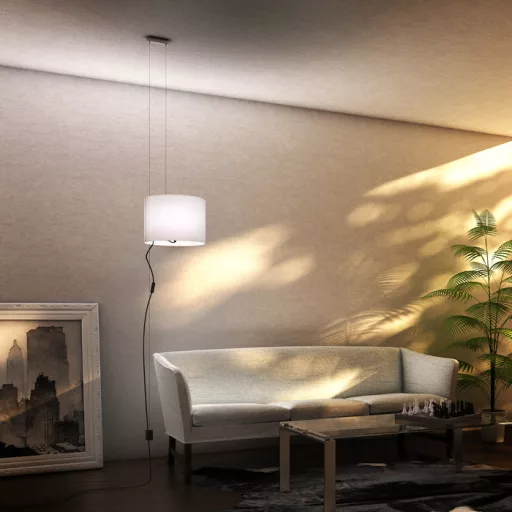 BROADWAY závěsná posuvná bílá chrom 230V LED E27 15W