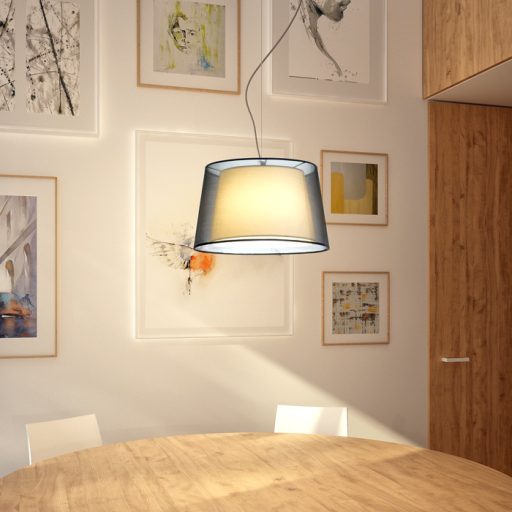 RENDL R12483 ESPLANADE függőlámpatest, dekoratív átlátszó fekete/fehér króm