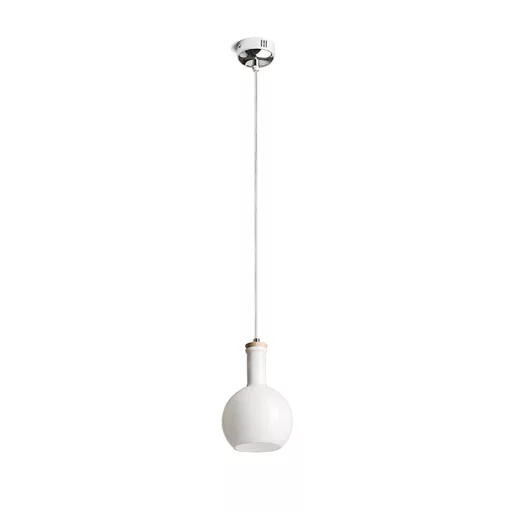 PULIRE RD závěsná opálové sklo/dřevo/chrom 230V LED E14 6W