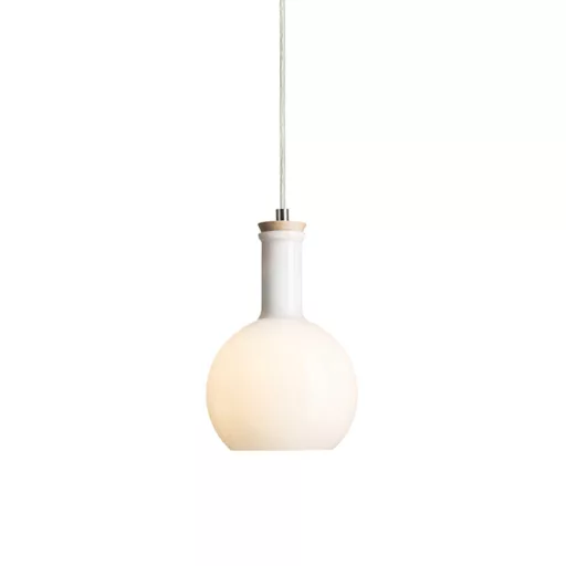 PULIRE RD závěsná opálové sklo/dřevo/chrom 230V LED E14 6W