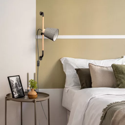 CHOUPETTE nástěnná posuvná černošedá textil/dřevo 230V LED E27 11W