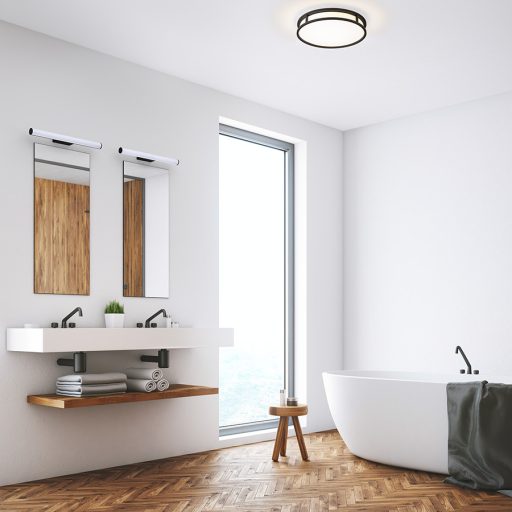 RENDL R13679 GRANDE LED felületre szerelhető lámpatest, fürdőszoba IP44 opálüveg/fekete