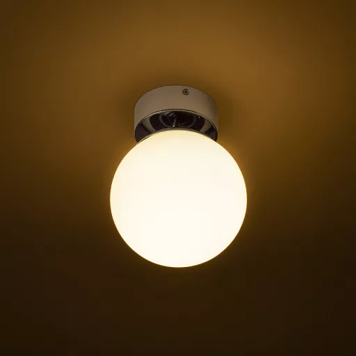 BOLLY 17 stropní opálové sklo/chrom 230V LED E27 11W IP44