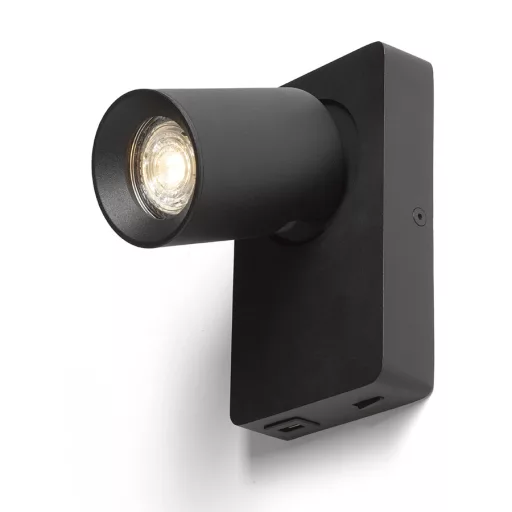VOLTERA USB nástěnná černá 230V LED GU10 9W