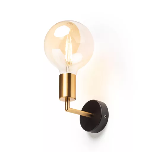 ARAQ nástěnná česaná mosaz/černá 230V LED E27 15W