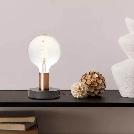 ALGOT stolní černá česaná měď 230V LED E27 15W