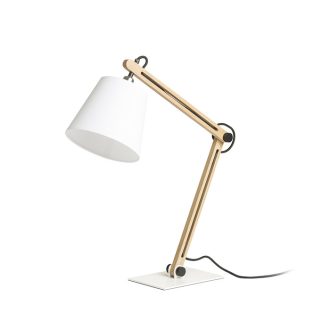   RENDL R14031 NIZZA asztali lámpa, dolgozólámpa Polycotton fehér/fa