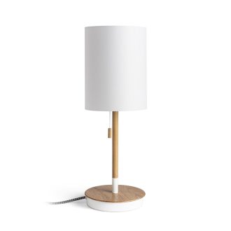   RENDL R14036 KEITH/RON asztali lámpa, dekoratív Polycotton fehér/bükk
