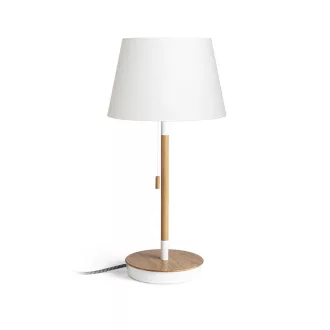   KEITH/ALVIS 24 asztali lámpa USB-vel fehér bükk 230V LED E27 11W