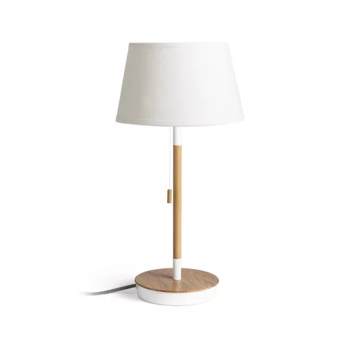 KEITH/ALVIS 24 asztali lámpa USB-vel fehér bükk 230V LED E27 11W