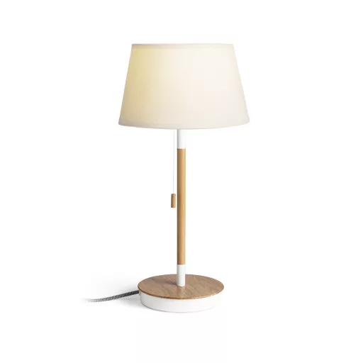KEITH/ALVIS 24 asztali lámpa USB-vel fehér bükk 230V LED E27 11W