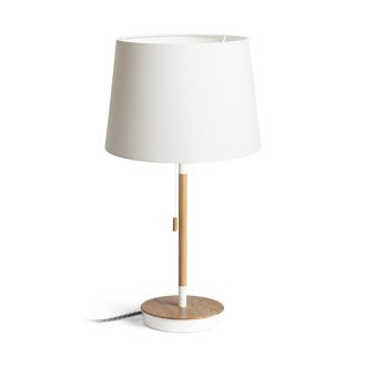   RENDL R14039 KEITH/AMBITUS asztali lámpa, dekoratív Polycotton fehér/bükk