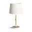 KEITH/AMBITUS 30 asztali lámpa USB-vel  Polycotton fehér/bükk 230V LED E27 15W