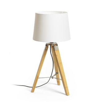   RENDL R14041 ALVIS/AMBITUS asztali lámpa, dekoratív Polycotton fehér/bambusz