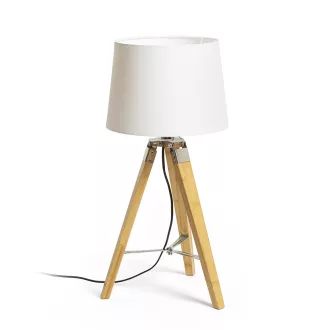   ALVIS/AMBITUS 30 asztali lámpa  Polycotton fehér/bambusz 230V LED E27 15W