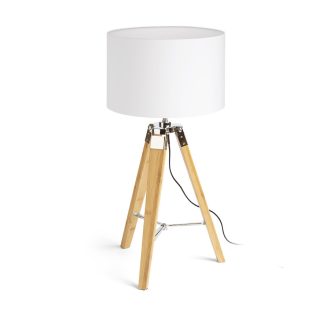   RENDL R14042 ALVIS/RON asztali lámpa, dekoratív Polycotton fehér/bambusz