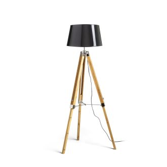   RENDL R14046 ALVIS/RIDICK állólámpa, dekoratív csillogó fekete arany fólia/bambusz/króm