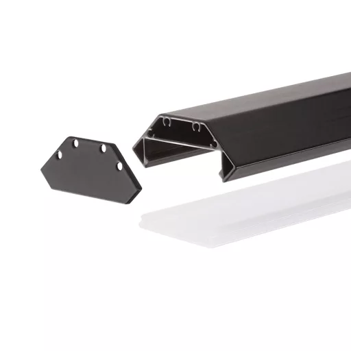LED PROFILE J felületre szerelhető 1m fekete matt akrilát/alumínium