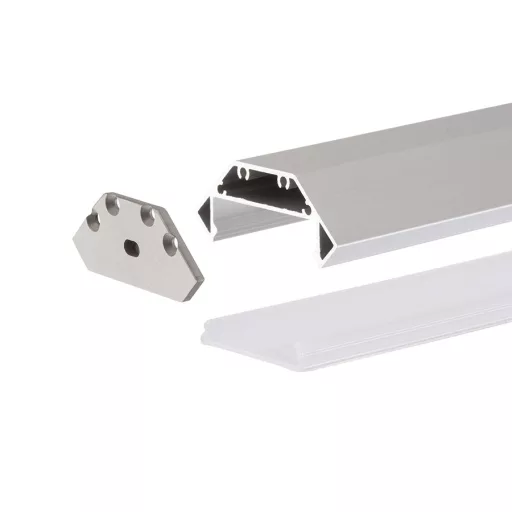 LED PROFILE J felületre szerelhető 1m eloxált alumínium/matt akrilát
