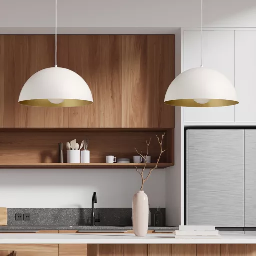 GLADYS 40 závěsná bílá/zlatá 230V LED E27 30W