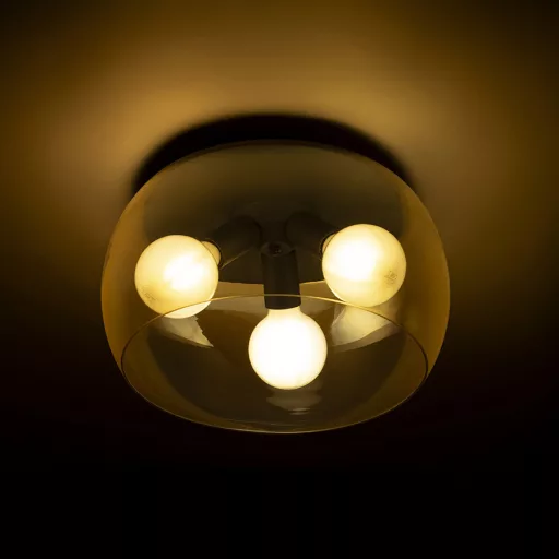 AMANDA stropní matná černá jantarové sklo 230V LED E27 3x15W