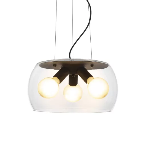 AMANDA závěsná matná černá čiré sklo 230V LED E27 3x15W