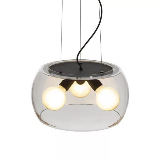AMANDA závěsná matná černá čiré sklo 230V LED E27 3x15W
