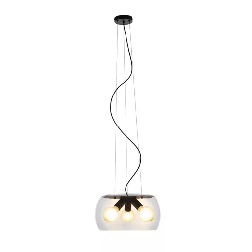 AMANDA závěsná matná černá čiré sklo 230V LED E27 3x15W