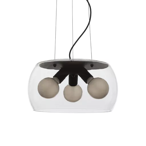 AMANDA závěsná matná černá čiré sklo 230V LED E27 3x15W